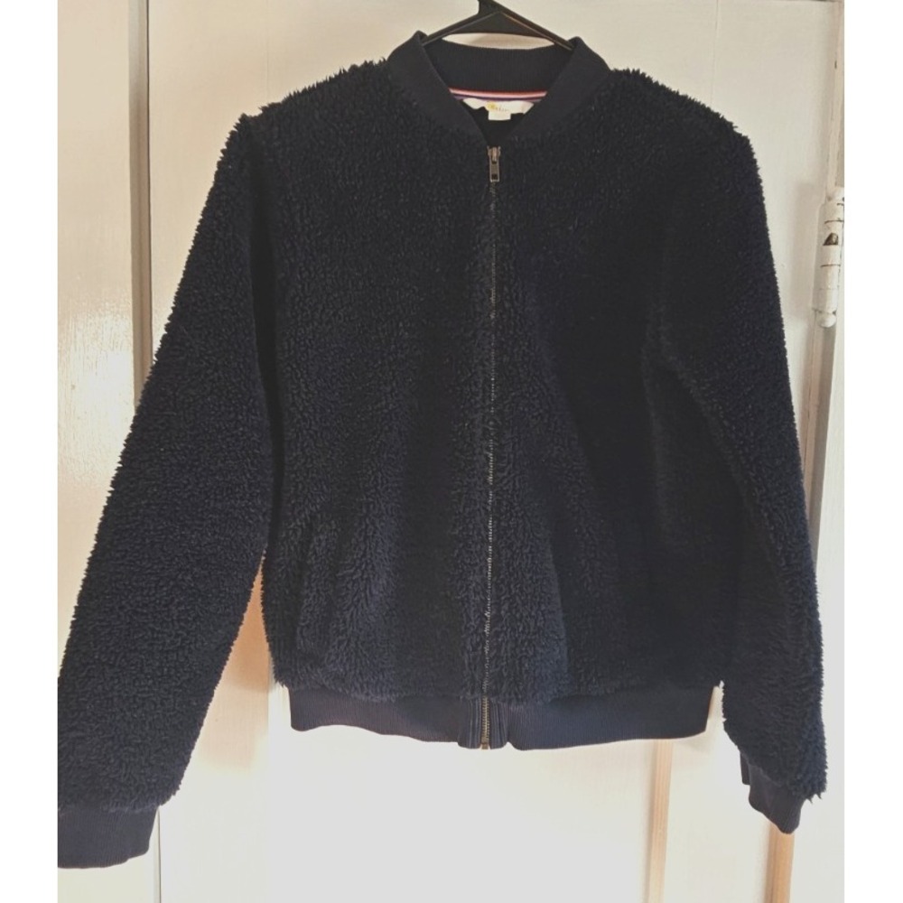 BODEN Teddy bomber jacket navy blue women full zip Sz small